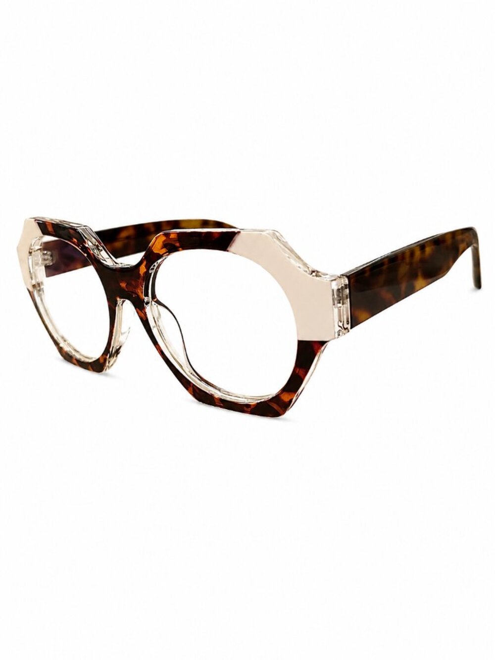 Geometric Tortoiseshell and Ivory 51-18-145 Eyeglass Frames
